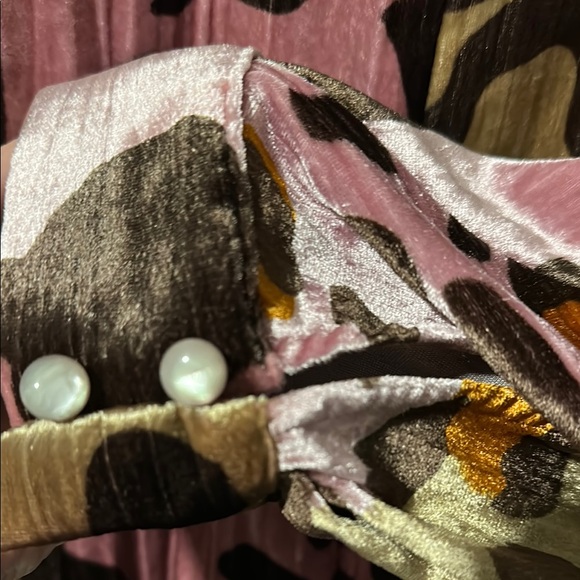 Anthropologie Pink and Brown Leopard Velvet Dress - Picture 4 of 8